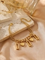 Detail of 18k gold plated titanium steel bracelet with heart and geometric charms - Heart & Geometric Style(ZHB1076 Gold)