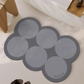 Grey irregular diatom mud bath mat with circular patterns and Go Bath branding - Diatom Mud - Star Circle - Light Grey