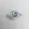 Silver round halo moissanite ring with zircon accents on the band for women - 2 Carats [8mm] Precision Ljz-32 / Adjustable Open