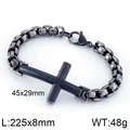 Pulsera de cruz para hombre en acero de titanio vintage con acabado de plata antigua - Plata Antigua (KB108649-K)