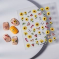 Pegatinas 5D de girasoles para uñas con patrones florales amarillos y mariposas para DIY - Estilo Girasol Amarillo Mariposa (FEB-685)