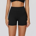 High-waist black yoga shorts with V-shaped back and compression fit for running and fitness - XL / Premium Black