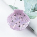 Pinza de pelo de concha púrpura con diamantes de imitación y acabado nacarado - Morado