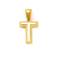 Polished gold-plated stainless steel letter T pendant necklace with white inlay - Letter T (Single Pendant)
