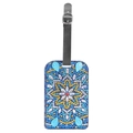DIY 5D diamond painting luggage tag featuring a blue mandala pattern with rhinestones - Blue Yellow Mandala