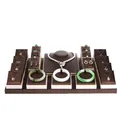 Dark brown leather jewelry display set with ring stands and necklace holders - Set 5