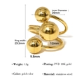Goldener Edelstahlring mit dreifachem Kugeldesign und 18K PVD-Goldbeschichtung für Damen - Gold-Dreifache Große Kugel (SR24012902)
