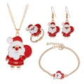 Weihnachtsschmuck-Set mit Weihnachtsmann-Halskette, Armband, Ohrringen und Ring in Gold - Weihnachtsmann