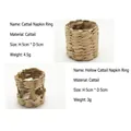 Natural handwoven straw napkin rings in open and solid weaves for rustic table settings - Hollowed Cattail Napkin Ring 5*5cm