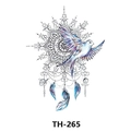 Waterproof temporary tattoo featuring colorful bird and mandala dreamcatcher design - Th-265 / 210*148mm