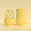Yellow facial ice roller with yellow flower petals inside, portable beauty massage tool - Rose Shape - Light Yellow