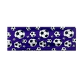 Detailed texture of purple elastic sports headband with black and white football patterns - Purple