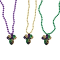 Mardi Gras jester mask beaded necklaces set in purple, gold, and green sequins - Jester B Sequin Three-Color Necklace Set
