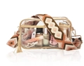 Clear PVC stadium crossbody bag with orange geometric strap and beige tassel - Geometric Strap + Beige Tassel / Earthy Yellow