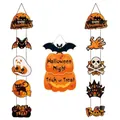Halloween hanging banners with pumpkin and bat motifs for festive party atmosphere - Bat Door Hanging And Door Couplet Set