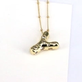 Minimalist 18k gold plated letter Y bubble pendant necklace with sparkling cubic zirconia - Letter Y