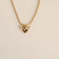 Collana vintage con ciondolo a cuore dorato e catena a corda intrecciata lucida - Cuore di Lava Oro