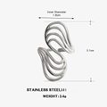 Silver wavy multi-layer hollow stainless steel ring showing 31mm height and 18mm diameter - Steel Color Line Ring / Steel