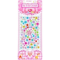 Colorful floral and heart shaped 3D crystal stickers on a pink decorative card - Plum Blossom Mini Gems / 8.5×21cm