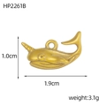 Detail view of golden narwhal pendant showing dimensions 1.9cm length and 1.0cm height - Narwhal Style (HP2261B)