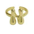 Verstellbarer Ring aus 18k vergoldetem Messing mit flüssigem Buchstaben H Design - Buchstabe N / Gold