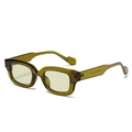 Square fashion sunglasses in olive green translucent frame with yellow tinted lenses - Dark Green Frame Green Lens
