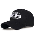 Casquette noire avec broderie New York 3D et bordure effet vieilli usé - Noir