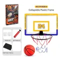 Faltbares Indoor Basketballkorb-Set mit Mini-Ball, Pumpe und Wandhaken für Kinder - 26CM Klappbarer Kunststoff Basketballkorb - Blauer Boden (NO.YF4026-4)