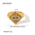 Anello malocchio placcato oro 18K con malachite verde e zirconi scintillanti - Occhio del Diavolo Rettangolo / Oro