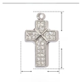 Detailed size chart for silver stainless steel cross pendant with zircon stones - Silver Clear Zirconia Large Cross