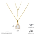 Detailed view of S925 silver pear-shaped pendant with 5A zircon and measurement specs - Gold Necklace - White