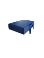 Elegant navy blue rectangular gift box with matching silk ribbon bow closure for cosmetics - Sapphire Blue