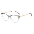 Gafas cat eye con montura de textura mármol gris y patillas de metal dorado fino - Marco Gris Degradado Oro Anti-luz Azul
