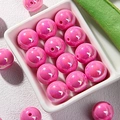 Pink round acrylic beads with iridescent luster for DIY jewelry and phone charms - Rose Red