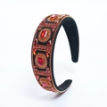 Baroque style wide headband with red crystals and black base for elegant summer parties - Red