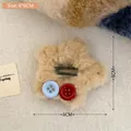 Cute brown plush star hair clip with colorful buttons and metal duckbill clip - 2# Beige Plush Star Button Hair Clip