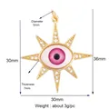Rosa böser Blick Oktogon-Sternanhänger mit Goldfinish und weißen Zirkonia-Steinen - M86-D1 Auge Sternen-Stil / Rosa