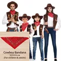 Red paisley cowboy bandana 55x55cm for kids and adults western style neck scarf - Cotton Bandana