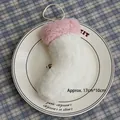Pink and white plush Christmas stocking ornament with soft faux fur and hanging loop - White and Pink Plush Christmas Socks B-01