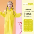 Reusable EVA lightweight children raincoat in lemon yellow with hood and size chart details - Kids One Size / Yellow (Kids)