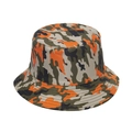 Outdoor camouflage bucket hat with orange and olive patterns and stitched brim - Adjustable 58cm / Orange Green Rice Grey Camouflage Style (5)