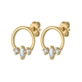 Elegant gold C-shaped hoop earrings with sparkling marquise and round cut crystals - Open Ring Marquise Stone Style