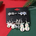 Festive Christmas earring set featuring snowflake, reindeer and snowman designs on a holiday card - 6 Pairs/Set Snowflake Alloy Crystal Snowman