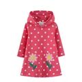 Girls long sleeve hooded dress in rose red with white polka dots and floral appliques - 3T/Recommended Height 90-95cm / Bottom - Rose Red Polka Dot Pink Flower (7794) / Rose Red Polka Dot Pink Flower (7794)
