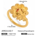 Detalle de anillo de acero con abeja y margarita mostrando dimensiones y peso - Anillo de Abeja y Girasol (JDR0211102-7)