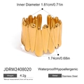 Vue détaillée de la bague large en acier inoxydable plaqué or 18 carats au style lave - Style Ouvert Goutte de Lave (JDRW2408020)