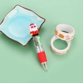 Mini 4-color ballpoint pen with 3D Santa Claus figure and red silicone grip - Christmas Series 4-Santa