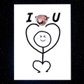 Pink heart-shaped natural rhodonite stone integrated into creative I Love U card design - Rhodonite