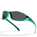 Y2K futuristic sports sunglasses with bright green metallic frame and grey lenses - Electroplated Green
