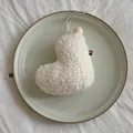 White faux shearling heart pendant with pink pompom, Korean style DIY craft decoration - Socks / White